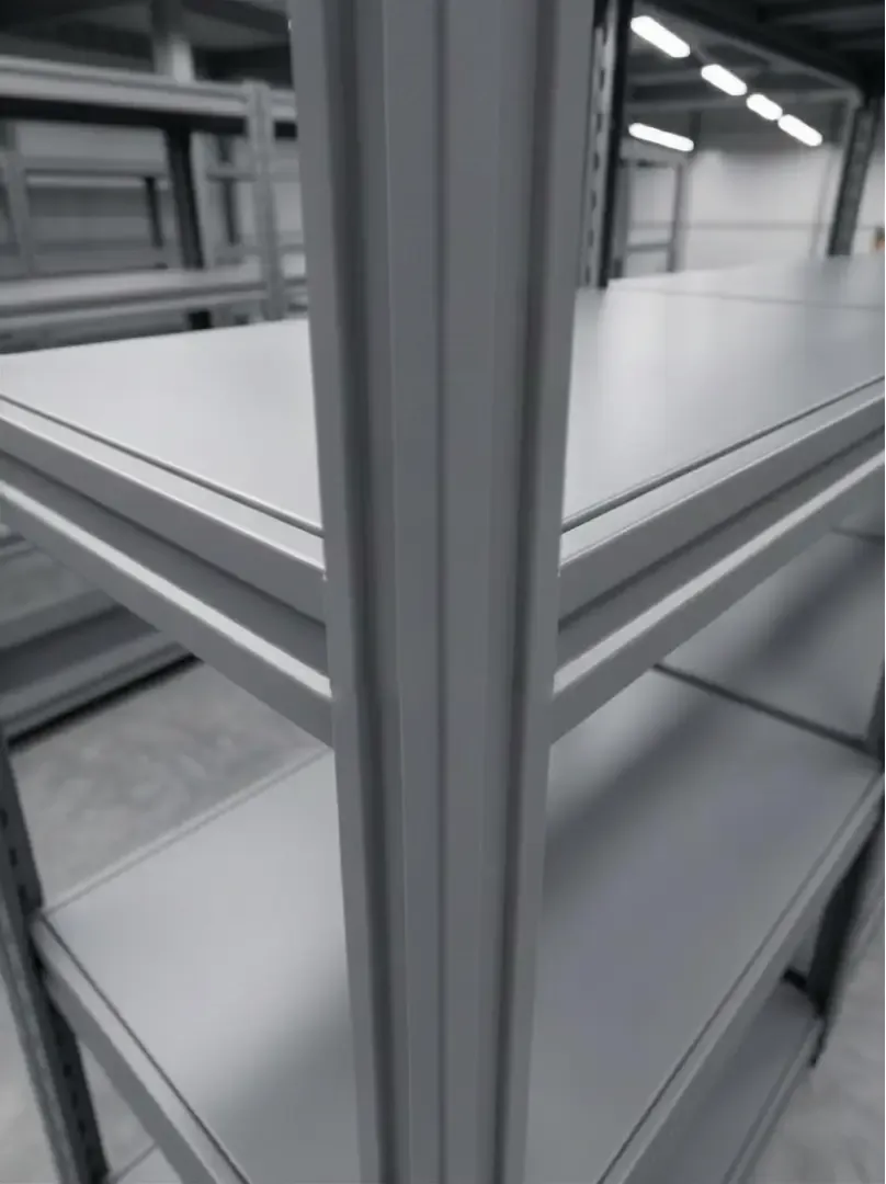 Stepped beam profile and modular shelf installation details