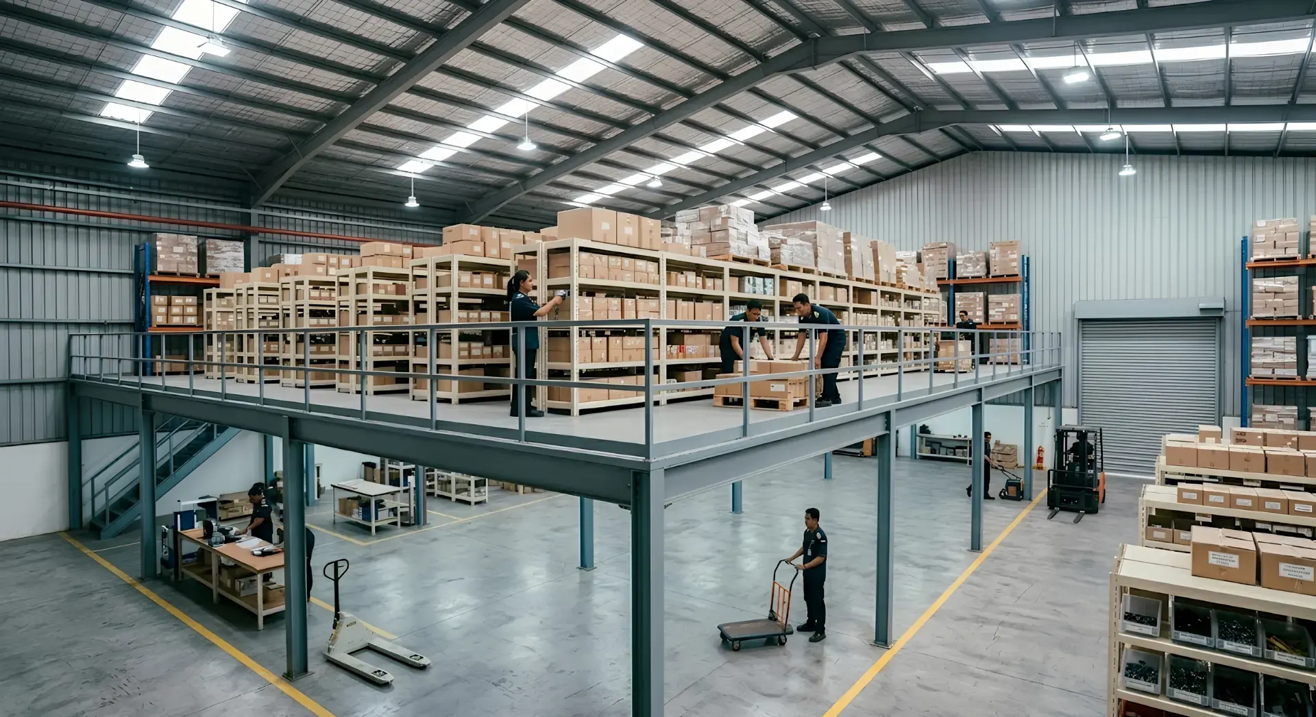 Struktur mezzanine floor system untuk gudang modern