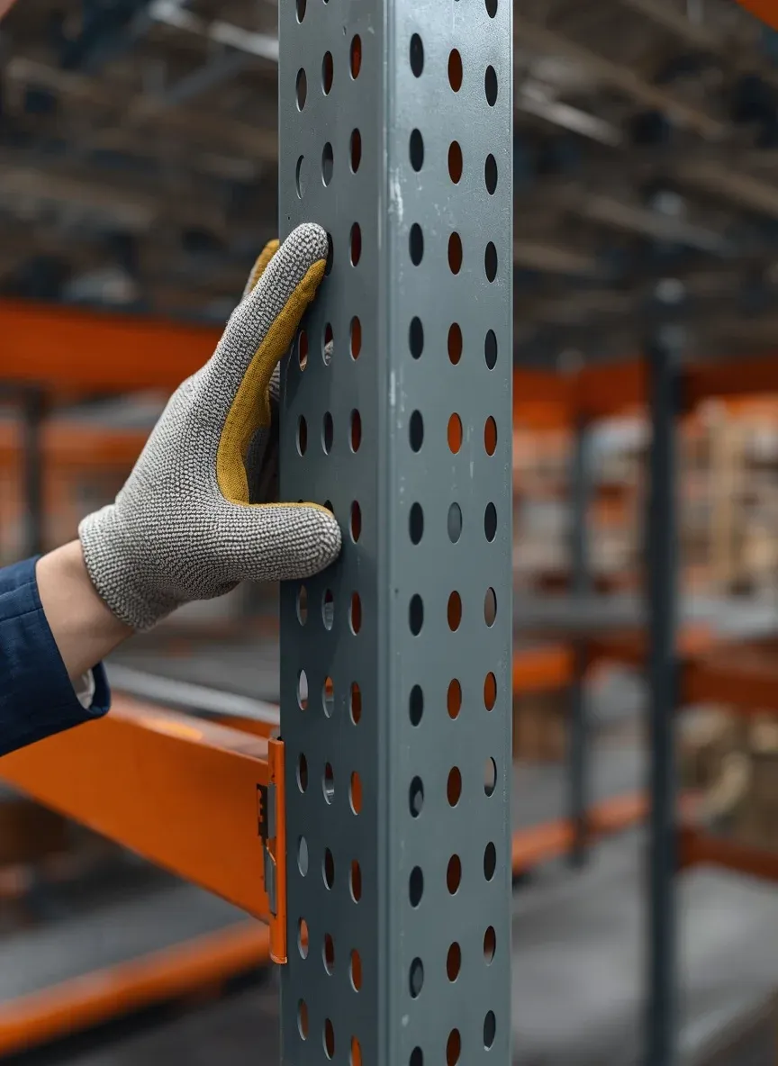 Integritas material rak industri.