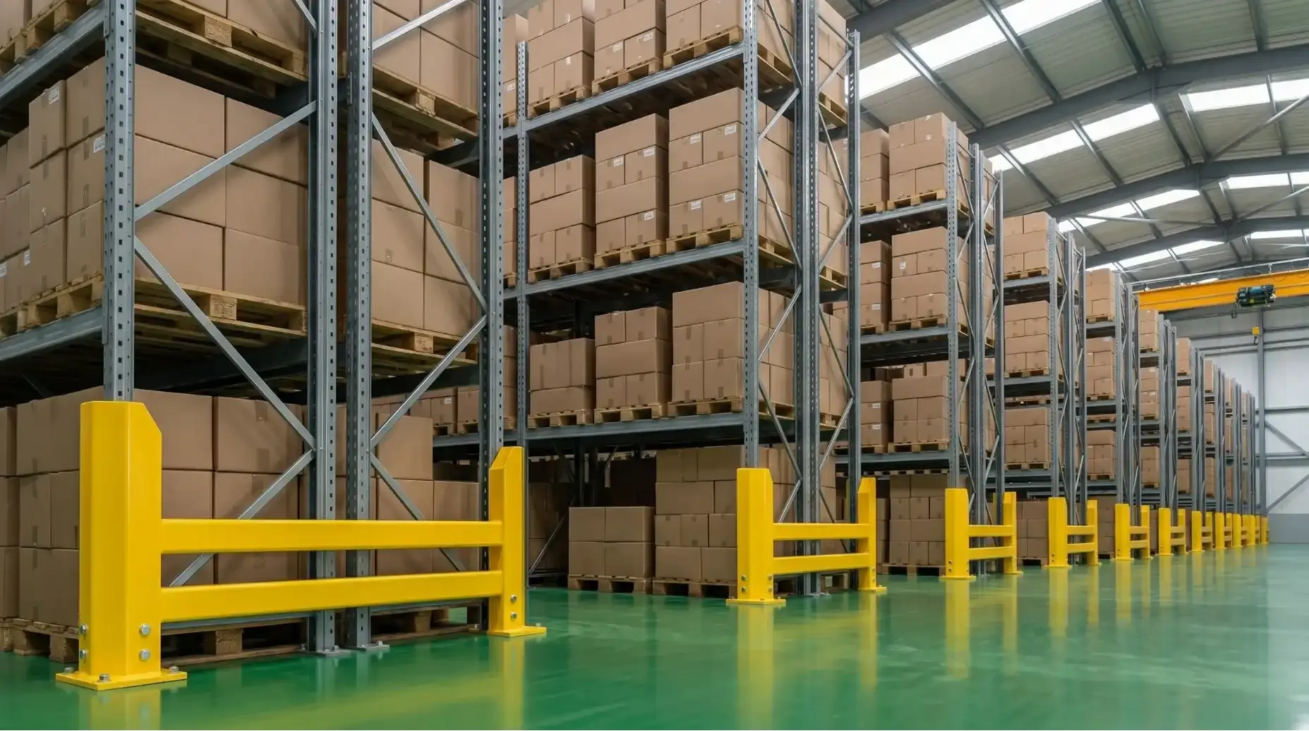 Pelindung rak dan safety barriers untuk area gudang