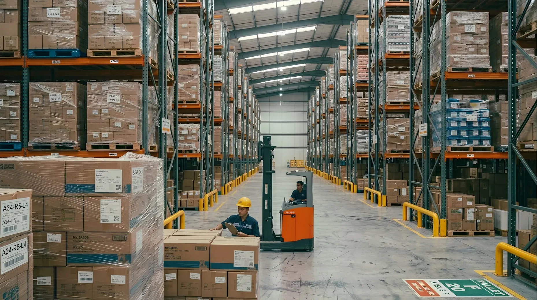 Selective pallet rack installation in warehouse